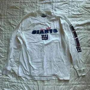 Vintage reebok new york giants white graphic long sleeve t shirt youth large